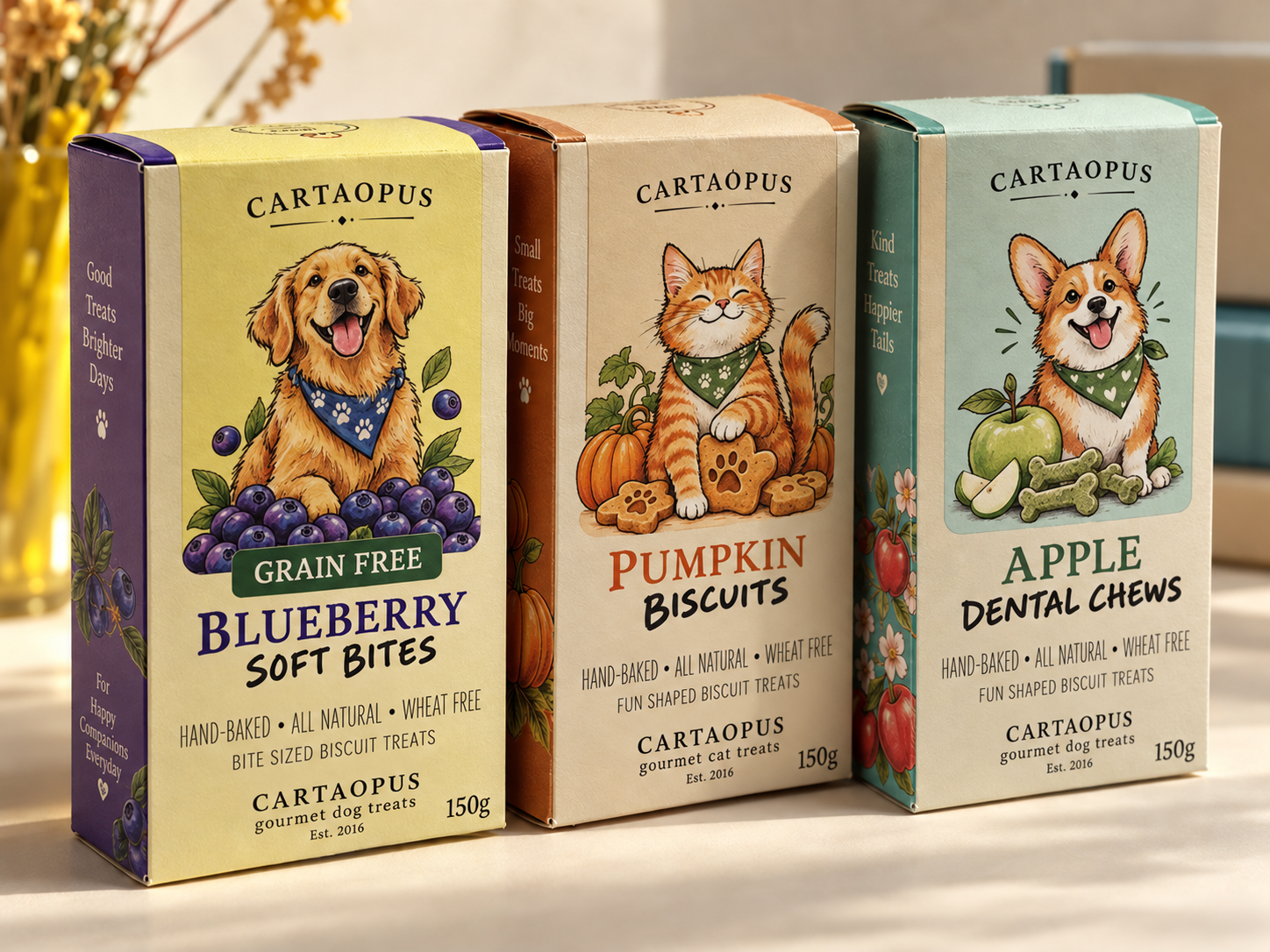 Printed carton sheets showing folds, paper and surface detail.