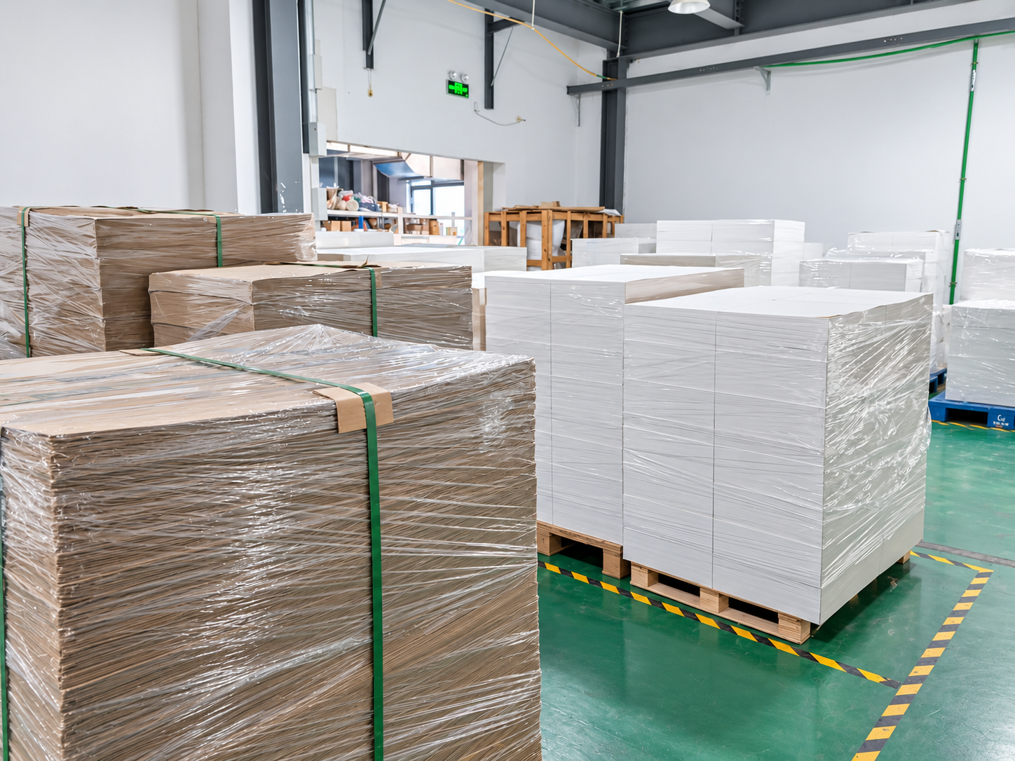 Paperboard materials arranged for handling and packaging production support.